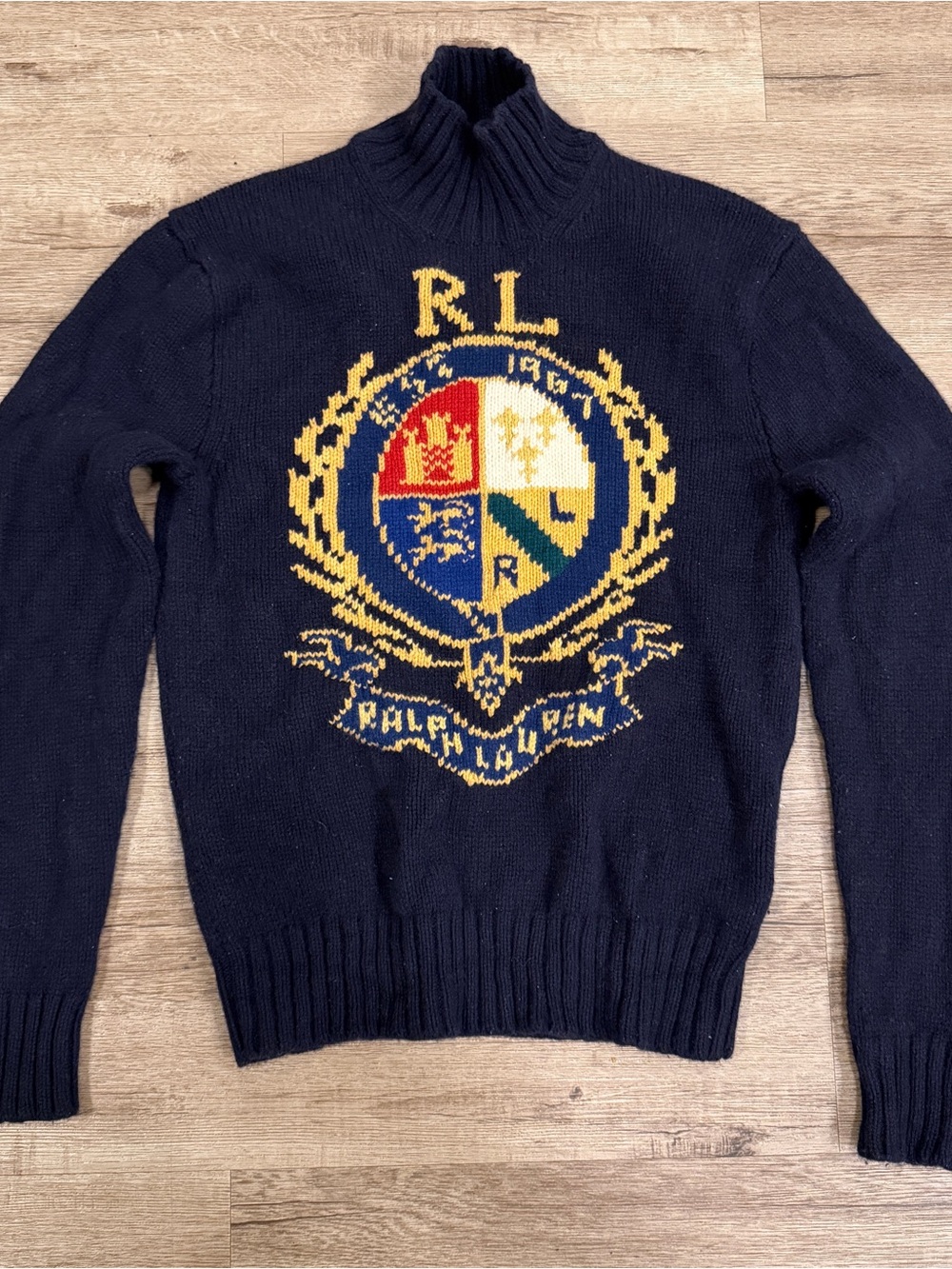 Polo Ralph Lauren Wool Knit Turtleneck Sweater Womens Small Crest Crown Pullover